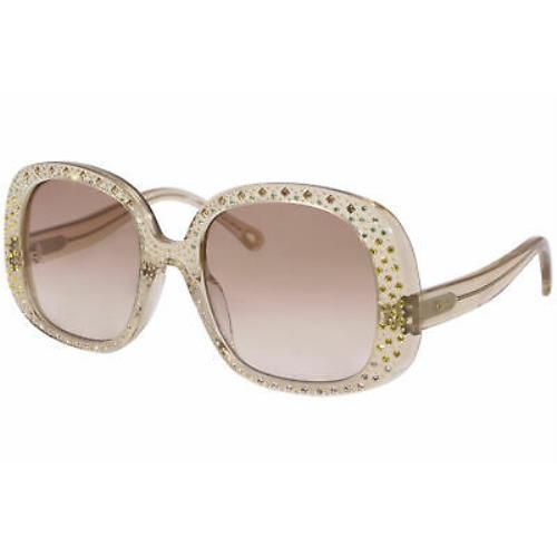 Chloé Chloe CE755SR 210 Sunglasses Women`s Brown-gold Rhinestones/brown Gradient Lens