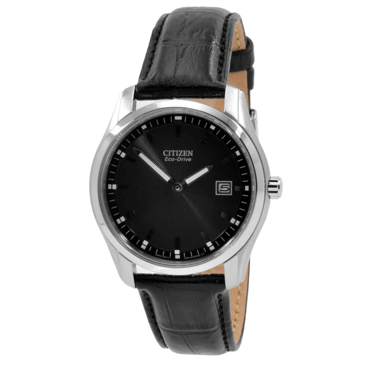 Citizen AU1040-08E Men`s Eco Drive Black Dial Leather Strap Watch