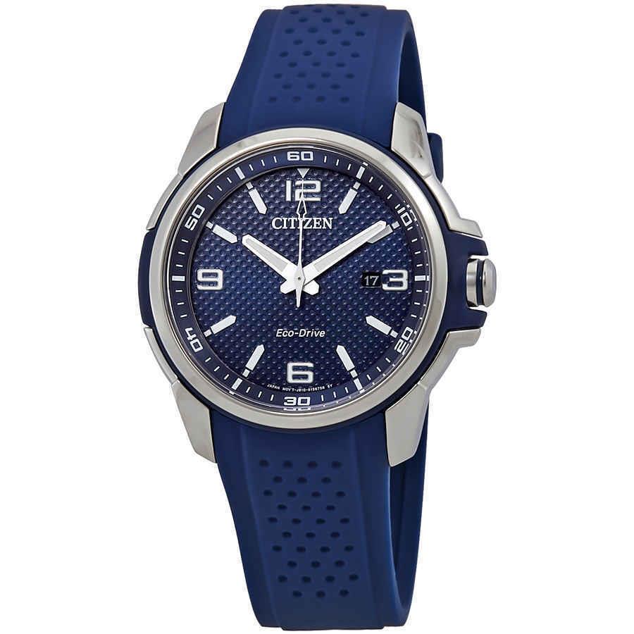 Citizen AR Blue Dial Blue Polyurethane Eco-drive Men`s Watch AW1158-05L