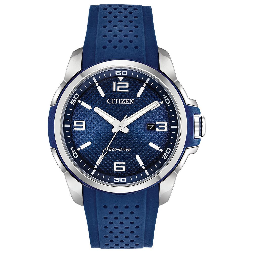 Citizen AR Blue Dial Blue Polyurethane Eco-drive Men`s Watch AW1158-05L