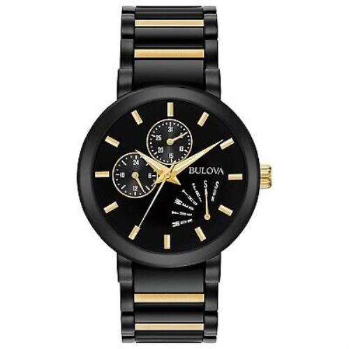 Bulova Modern Black Dial Two-tone Men`s Watch 98C124 - Black and Gold, Dial: Gold, Band: Gold