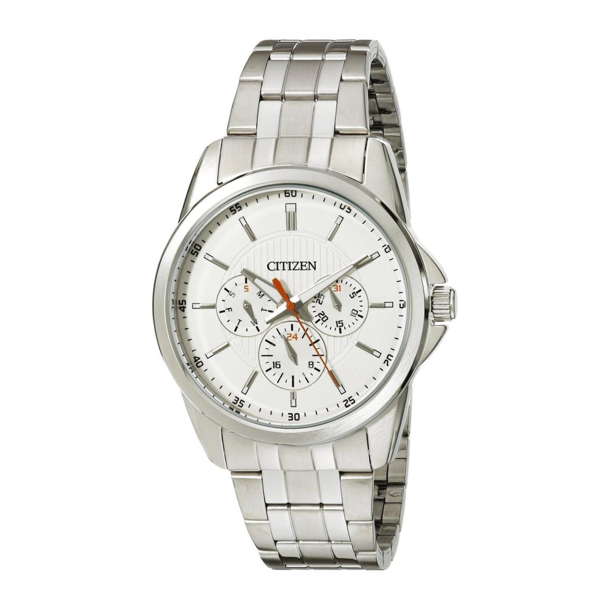 Citizen AG8340-58A Men`s Dress Chronograph Beige Dial Quartz Silver Steel Watch