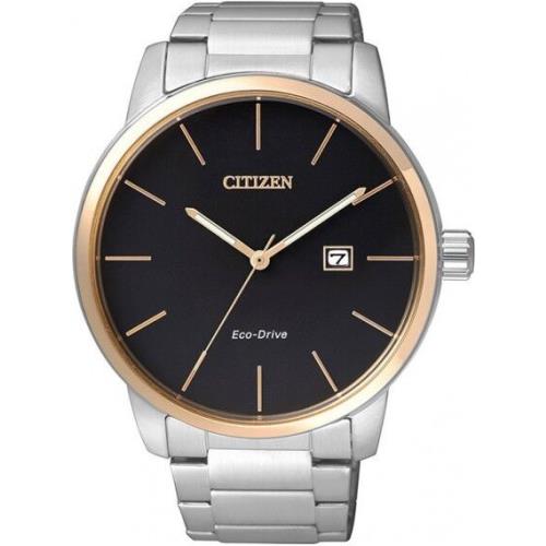 Citizen Eco-drive BM6964-55E Men`s Dress Black Dial Stainless Steel Date Watch