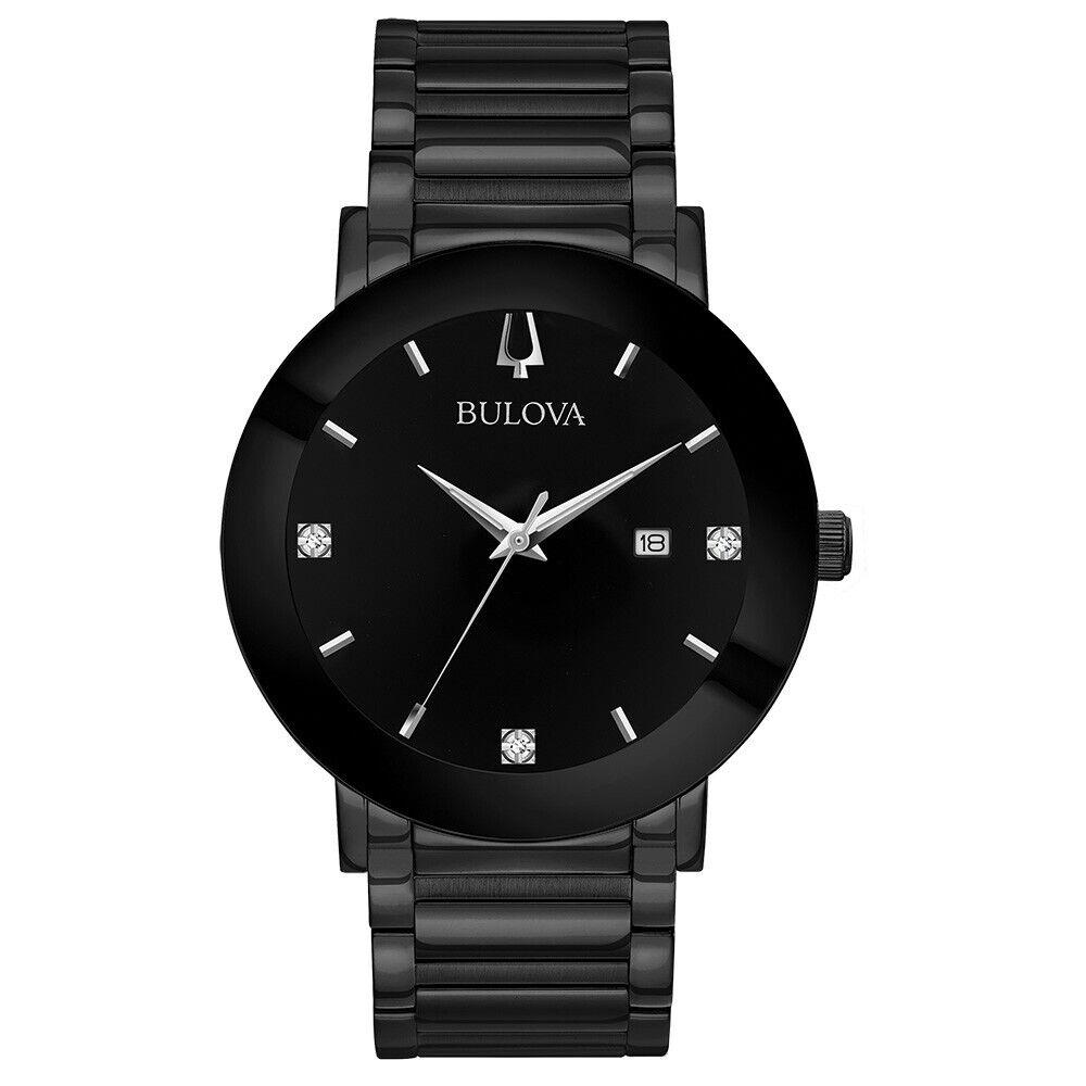 Bulova Modern Futuro Black Watch with Diamond Accents 98D144 - Dial: Black, Band: Black, Bezel: Black