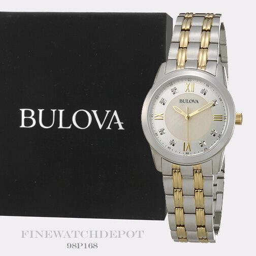 Bulova Women`s Two-tone Stainless Steel 8 Diamond Watch 98P168