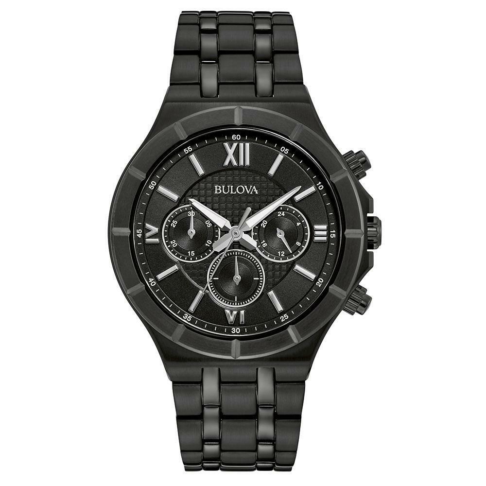 Bulova 98A242 Black Ionic Finish Chronograph Black Dial Luxury Watch