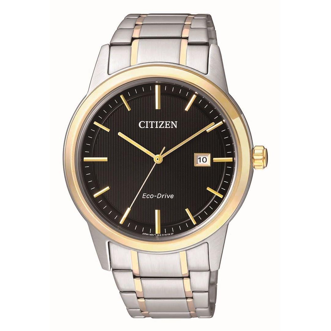 Citizen Eco-drive AW1238-59E Men`s Black Dial Two-tone Stainless Steel Watch