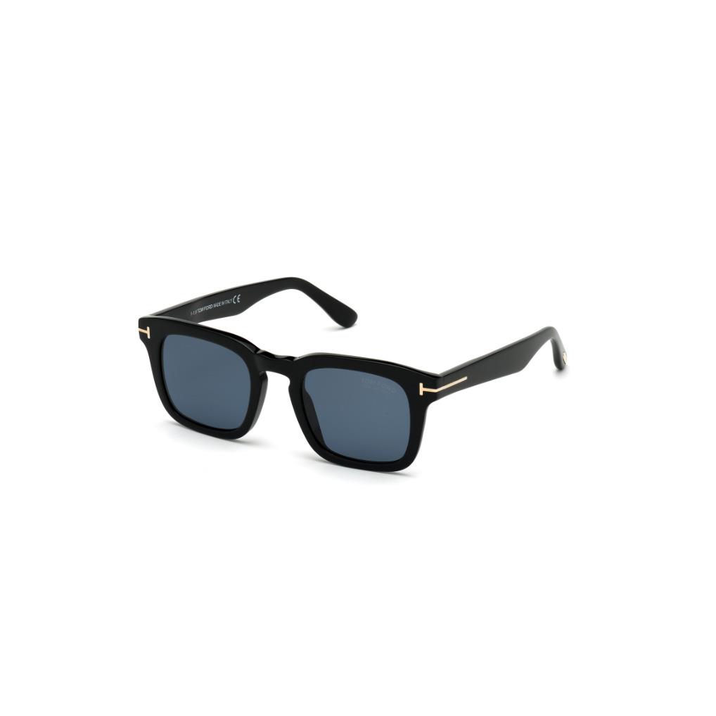 Tom Ford Dax Sunglasses FT0751-01V Black w/ Blue Lens 50mm