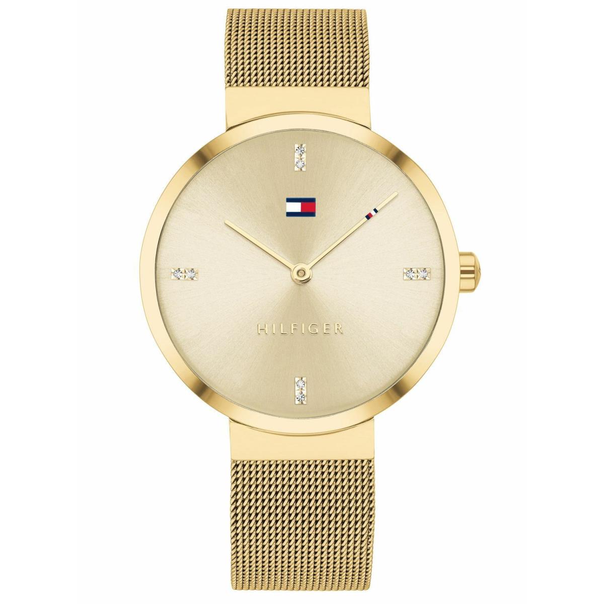 Tommy Hilfiger Gold Plated with Crystal Accents Mesh Women s Watch 1782217