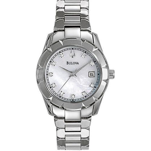 Bulova 96P101 Diamond Mother-of-pearl Dial Silver Tone Women`s Watch