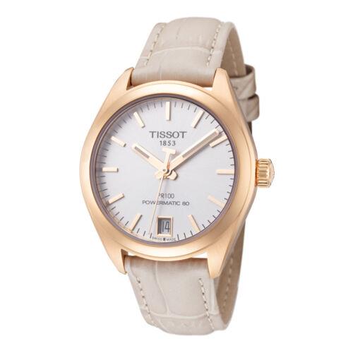 Tissot Women`s T1012073603100 PR 100 Classic 33mm Silver Dial Leather Watch
