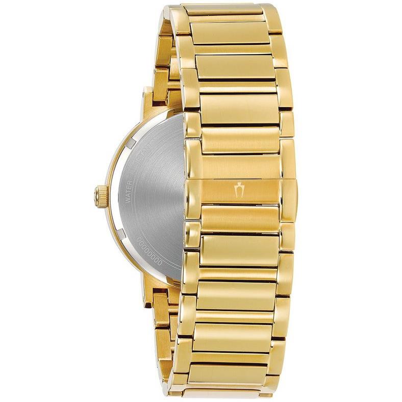 Bulova Futuro 97D115 Champagne Dial Gold Tone Date Window Men`s Watch - Dial: Gold, Band: Gold, Bezel: Gold