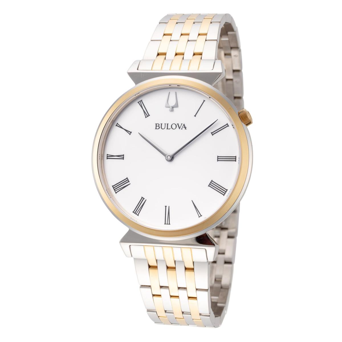 Bulova Men`s 98A233 Regatta 38mm Quartz Watch - Dial: White, Blue, Band: Silver, Gold, Multicolor, Other Dial: White