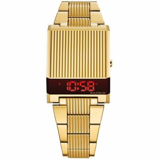 Bulova 97C110 Archive Series Led Computron Gold Tone Watch