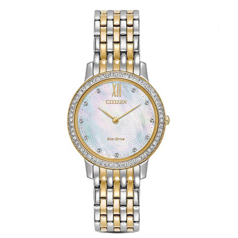 Citizen Eco-drive Silhouette EX1484-65D Two Tone White Mop Dial Womens Watch