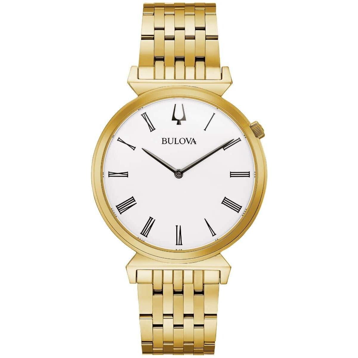 Bulova Regatta Men`s Quartz Gold Bracelet White Dial Watch 38MM 97A153