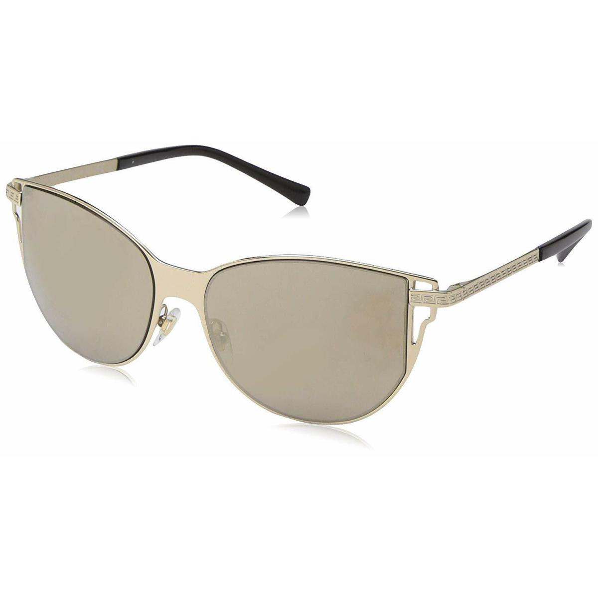Versace Cat-eye Sunglasses VE2211 1252/5A Pale Gold/light Brown Mirror Dark Gold