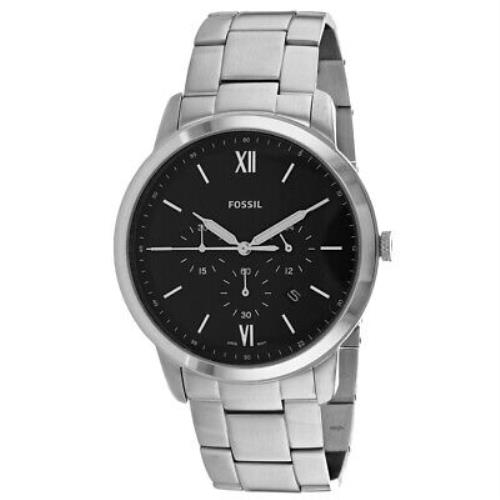Fossil Men`s Neutra Black Dial Watch - FS5384 - Dial: Black, Band: Silver