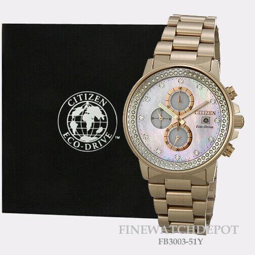 Citizen Eco-drive Women`s Pink Gold Tone Chandler Watch FB3003-51Y