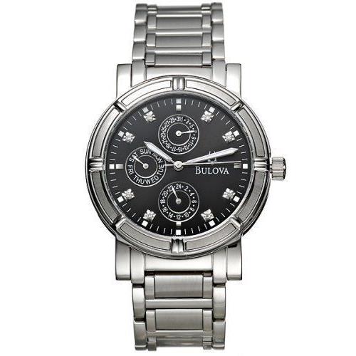 Bulova 96D000 Diamond Collection Stainless Steel Men`s Watch - Great Gift