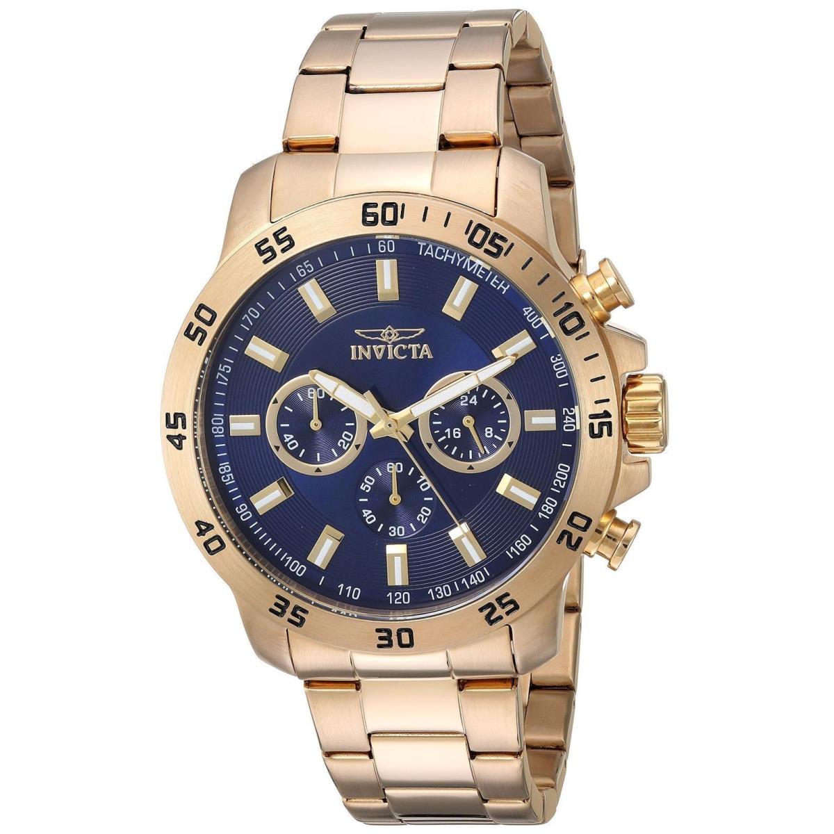 Invicta Men`s 21504 Specialty Analog Display Swiss Quartz Gold Blue Dial Watch