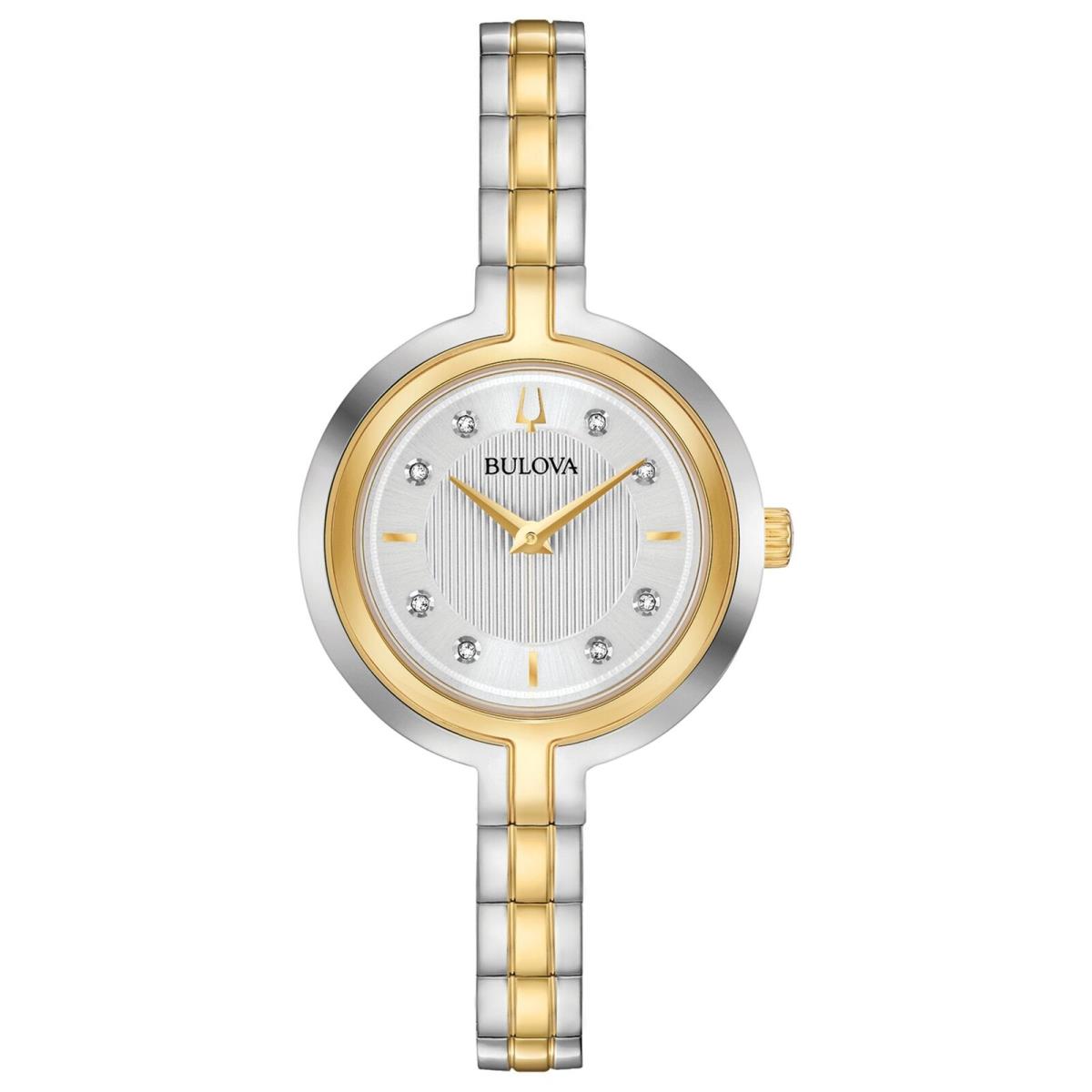 Bulova Women`s Rhapsody 30mm Quartz Watch 98P193 - Dial: Silver Tone, Band: Two Tone, Other Dial: Silver