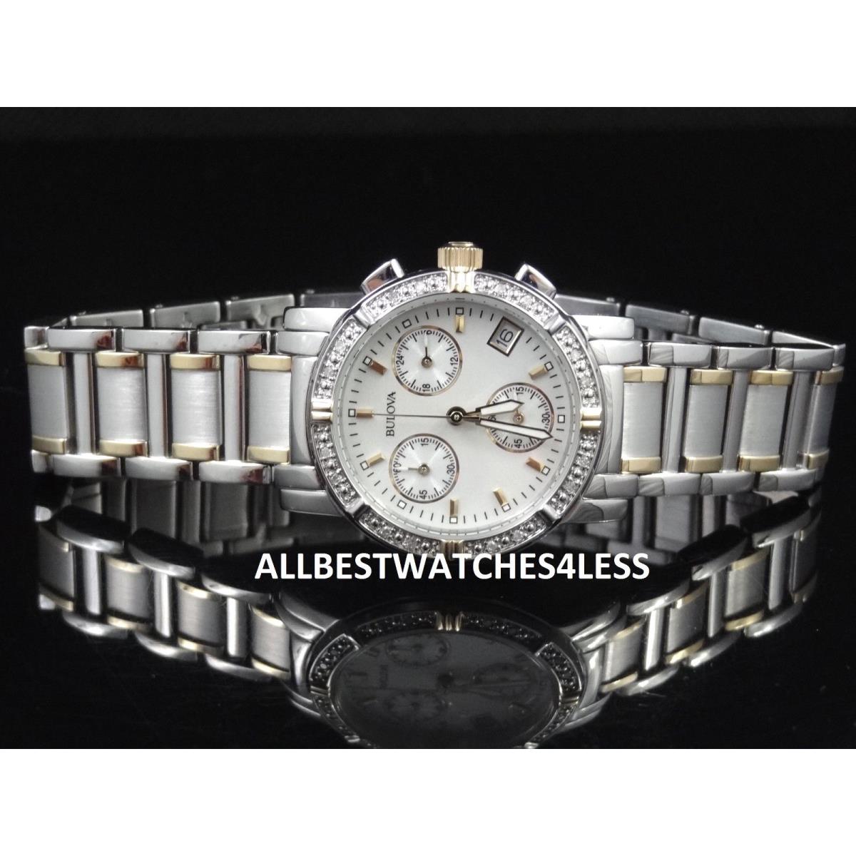 Bulova 98R98 Diamond Chronograph Two-tone Stainless Steel Women`s Watch