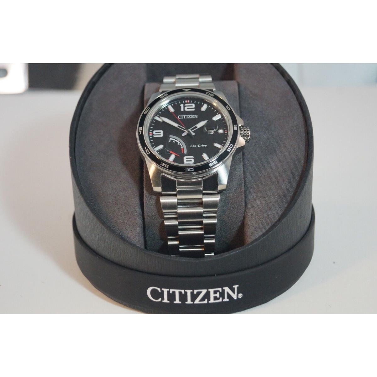 Citizen Prt Men`s Eco-drive Sport Stainless Steel Bracelet Watch 42mm AW7030-57E - Dial: Black, Band: Silver, Bezel: Silver