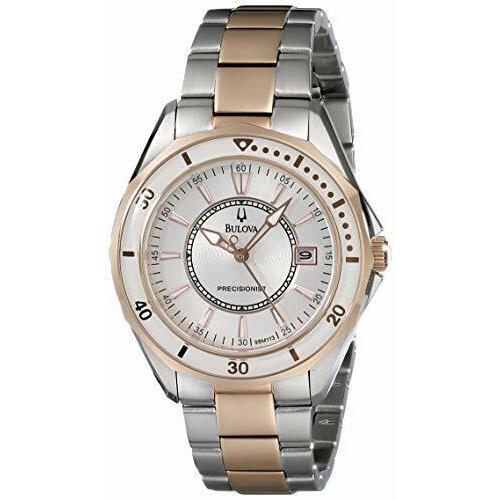 Bulova 98M113 Precisionist Silver Dial Two Tone Stainless Steel Women`s Watch - Dial: Silver, Band: