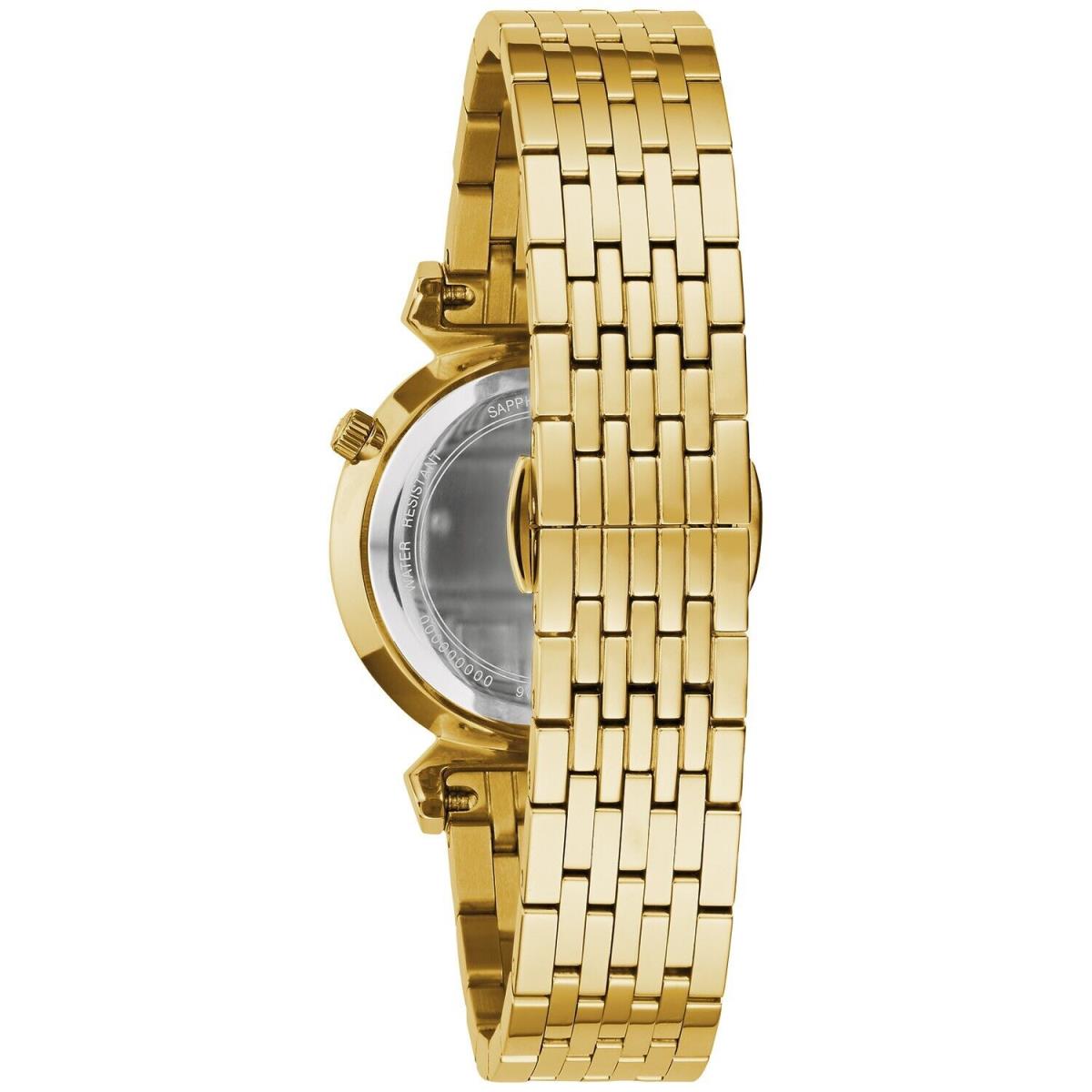 Bulova Womens Classic Regatta Bul Quartz Gold Stainless Steel Watch 30 MM 97L161 - Dial: White, Band: Yellow, Gold, Bezel: White, Gold