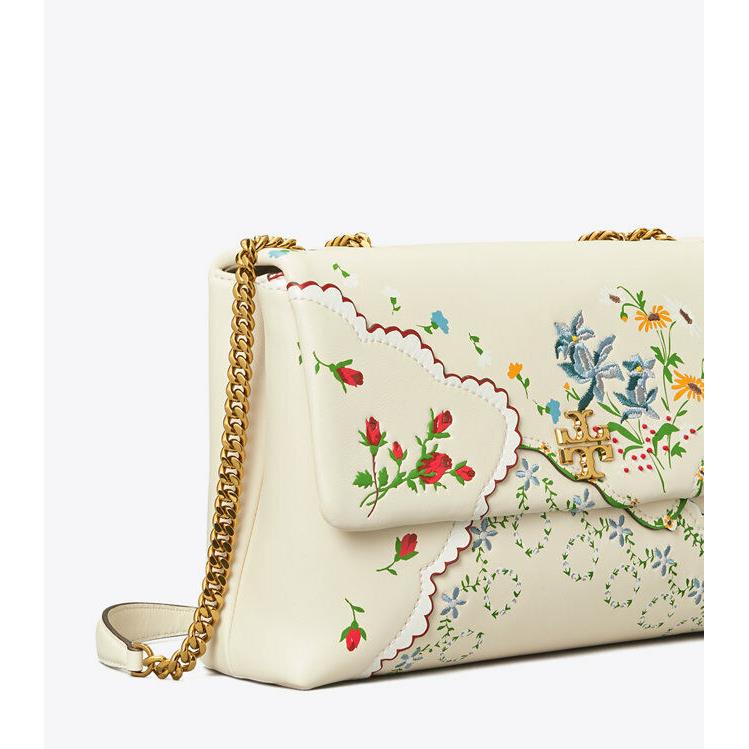 Tory Burch Kira Mixed Floral Convertible Ivory Afternoon Tea Shoulder Bag