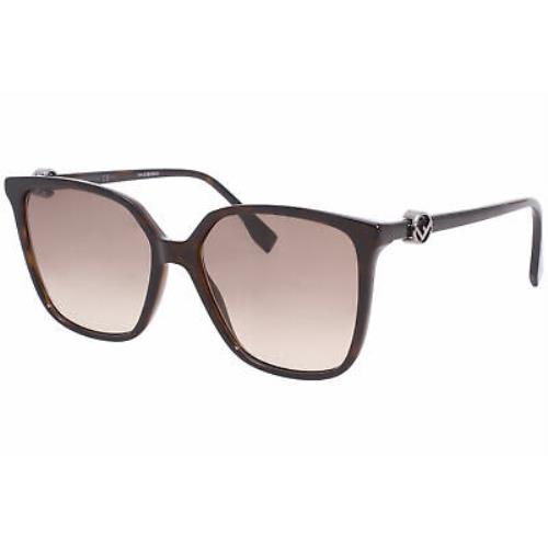 Fendi 0318/S 086HA Sunglasses Women`s Dark Havana-silver/brown Gradient Lenses