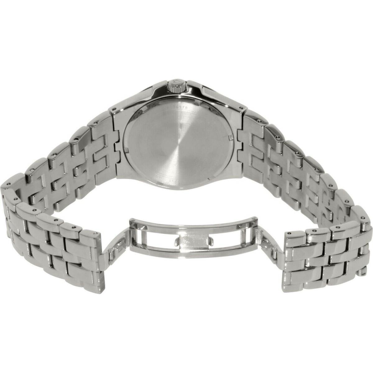 Bulova Phantom Mens Crystal Bul Quartz Silver Stainless Steel Watch 42 MM 96B235 - Dial: White, Band: Silver