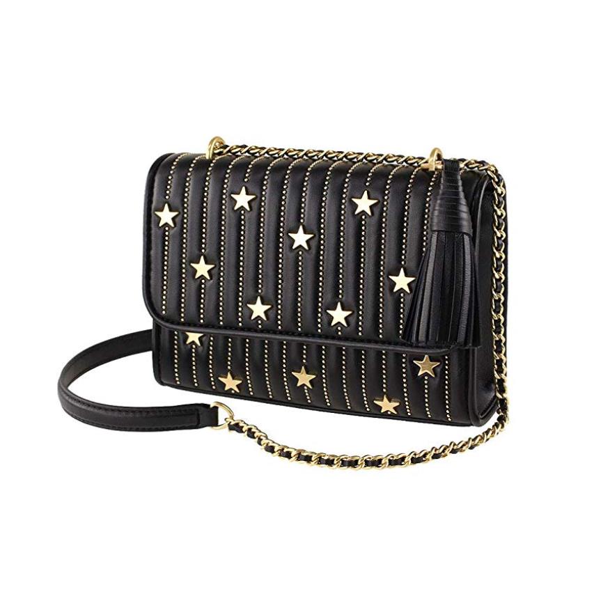 Tory Burch Fleming Star-stud Small Leather Convertible Shoulder Bag Black