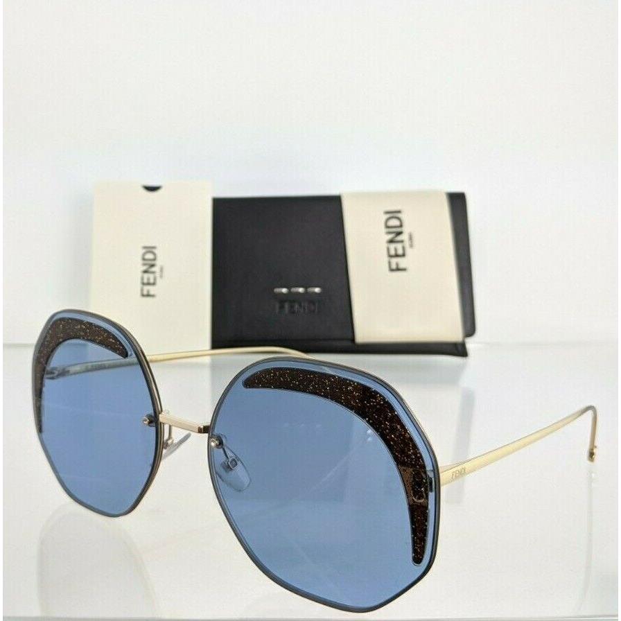 Fendi FF 0358/S Sunglasses Gold Blue Mvuku 63mm Frame 0358