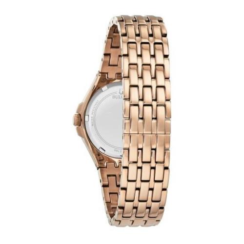 Bulova Women`s Crystal Bul Quartz Rose Gold Stailess Steel Watch 32 MM 98L268 - Dial: Silver, Band: Rose Gold