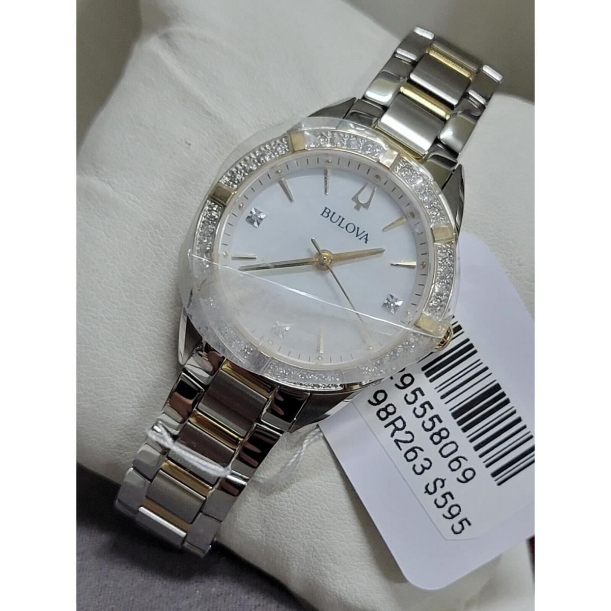 Bulova Sutton 98R263 Two-tone Stainless Steel Diamond Women`s - Dial: White, Band: Silver, Gold