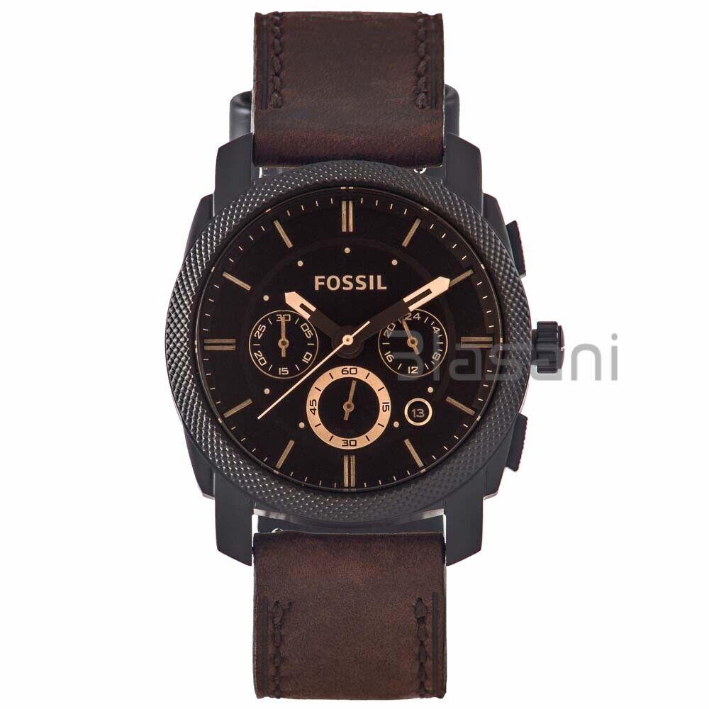 Fossil FS4656 Men`s Machine Stainless Steel Brown Leather Watch 42mm