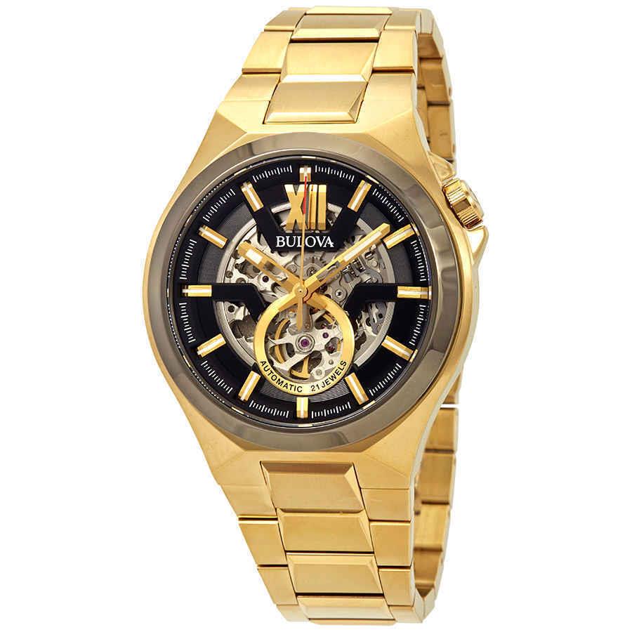 Bulova Classic Automatic Mens Stainless Steel Maquina Gold-tone Model: 98A178