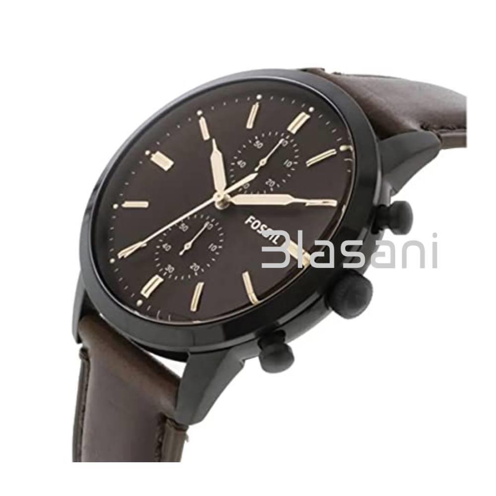 Fossil FS5437 Men`s Townsman Chronograph Brown Leather Watch 44mm