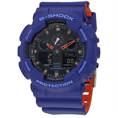 Casio Men`s Watch G-shock Ana-digi Dial Blue Resin Strap Dive GA100L-2A