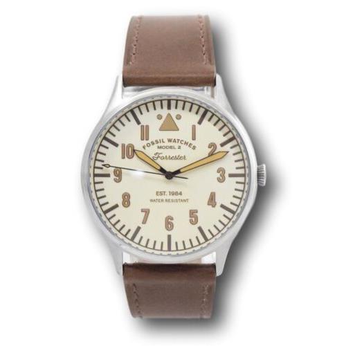Fossil watch Forrester - Beige Dial, Brown Band