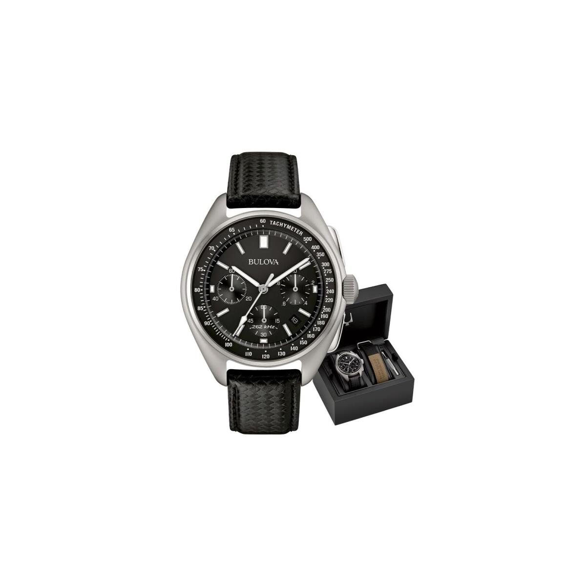 Bulova 96B251 Men`s 45mm Special Edition Lunar Pilot Chronograph Watch - Dial: Black, Band: Black