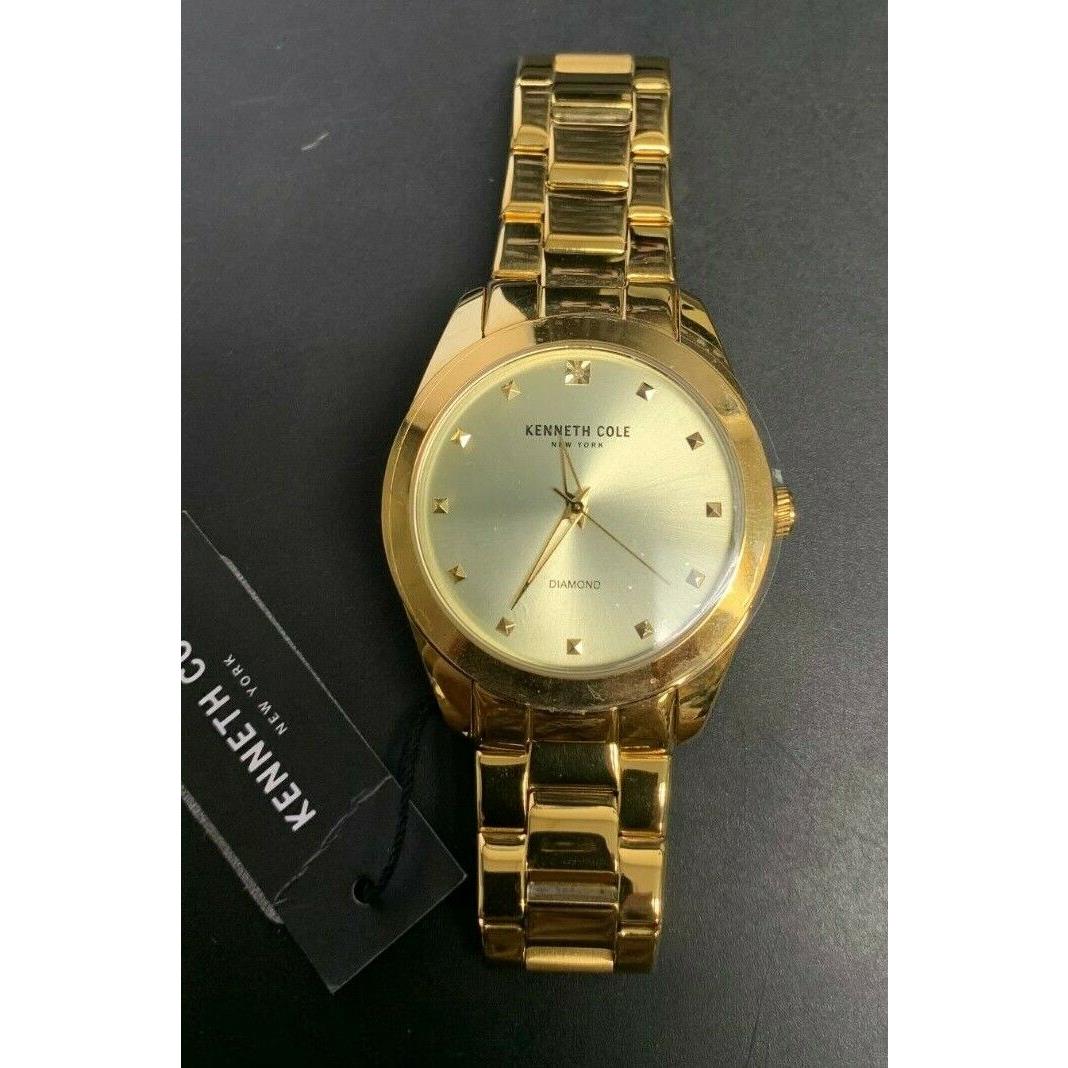 Kenneth Cole `rock Out` KC4949 Women`s 39mm Gold Tone Diamond Dial Watch