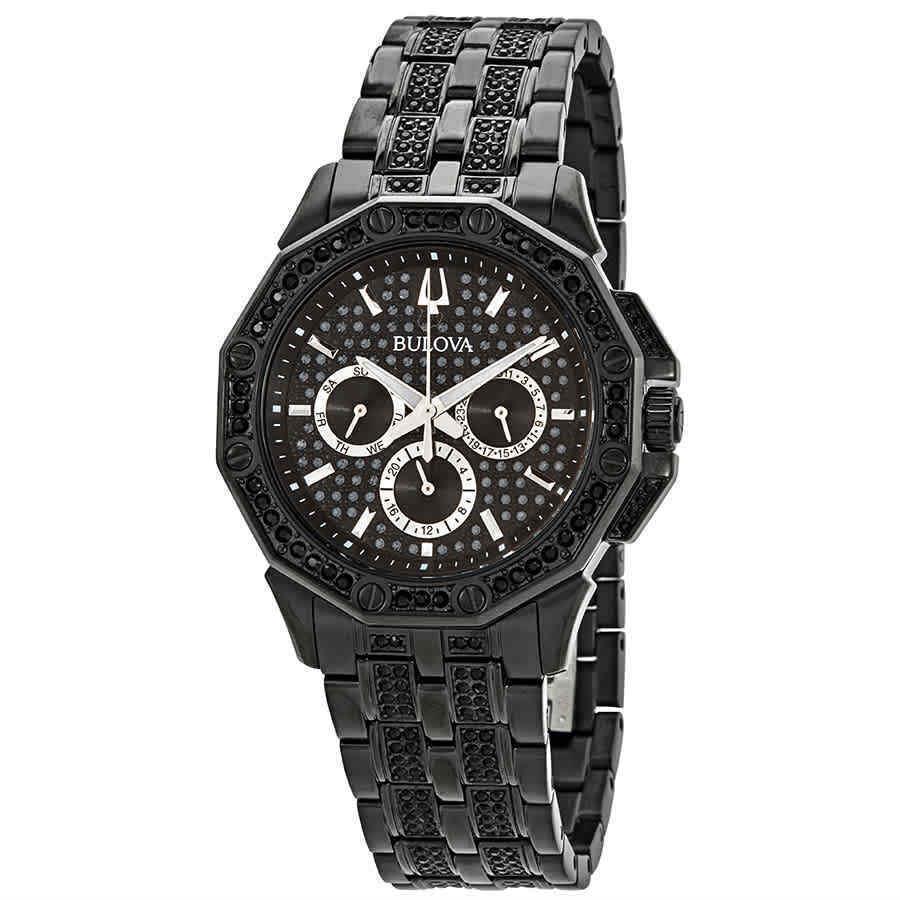 Bulova Octava Black Dial Men`s Multifunction Watch 98C134