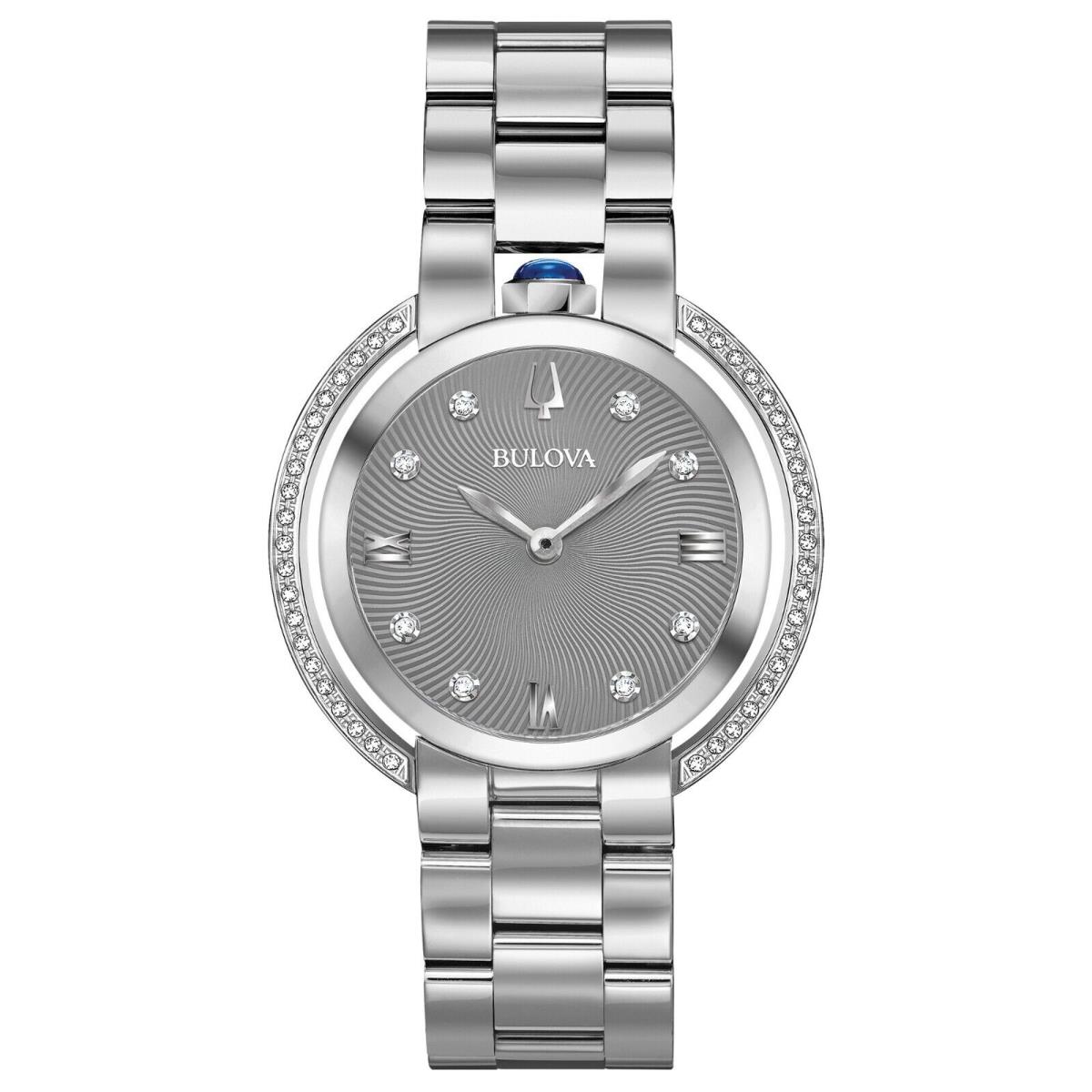 Bulova Rubaiyat Women Quartz Silver Stainless Steel Crystal Watch 35MM 96R219