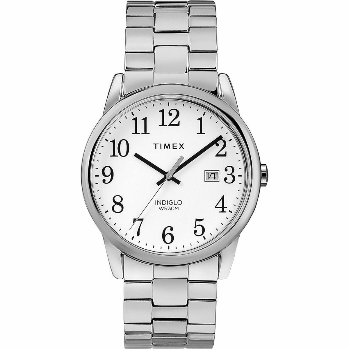 Timex TW2R58400 Easy Reader Men`s Silvertone Expansion Watch Indiglo Date