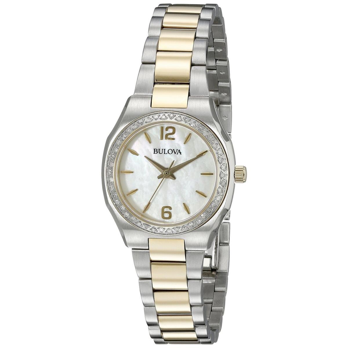 Bulova 98R204 Diamond Gallery White Mother of Pearl Dial Women`s Watch