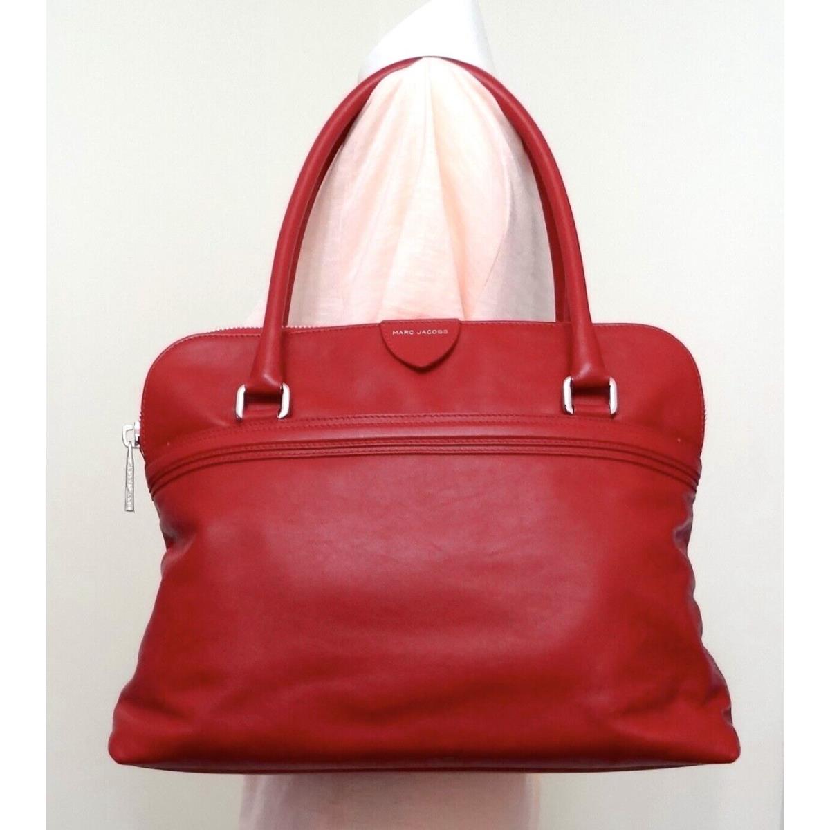 Marc Jacobs Releigh Red Lambskin Leather Satchel Tote Bag