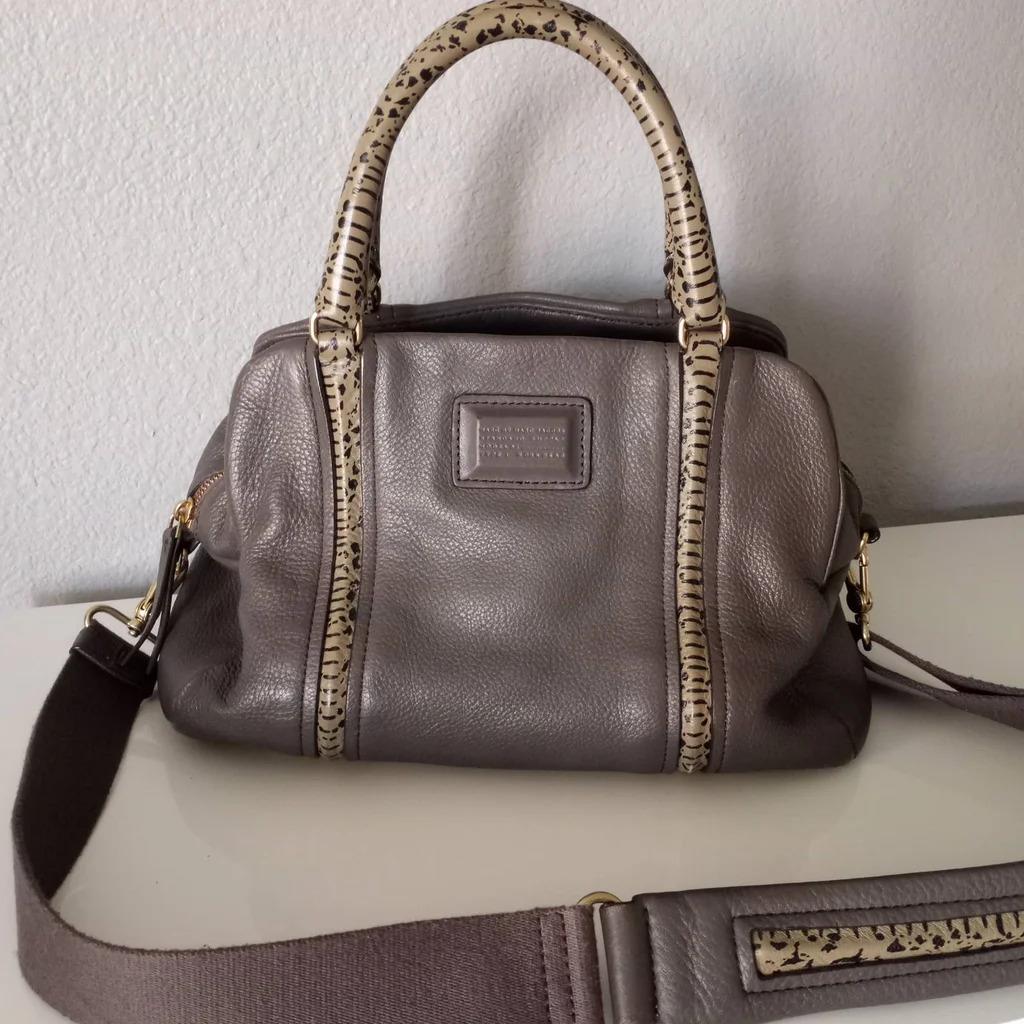 Marc Jacobs Q Snake Satchel Leather Faded Aluminum Grey Gray Mj Tote Bag